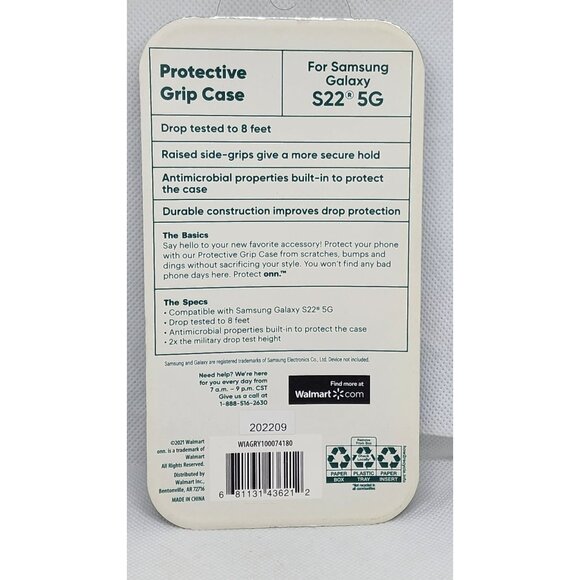 Samsung Galaxy S22 5G Onn Protect 8' Drop Protection Case | Raised Side Grip - Picture 6 of 6